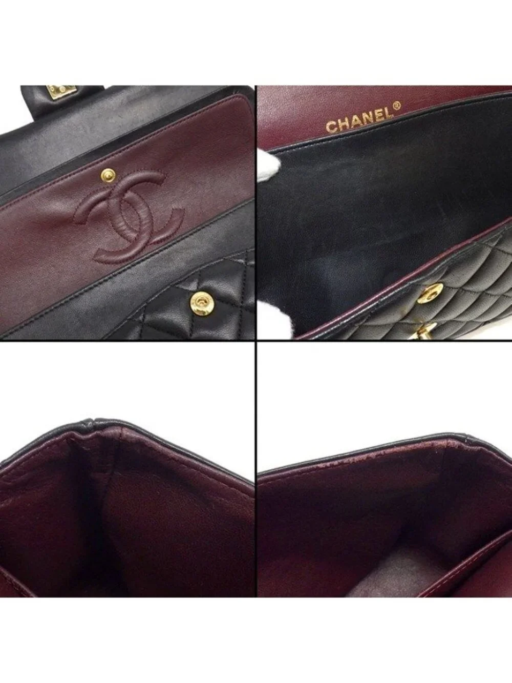 Chanel Shoulder Bag Quilted 25 11.12 Classic Black Bordeaux Lambskin